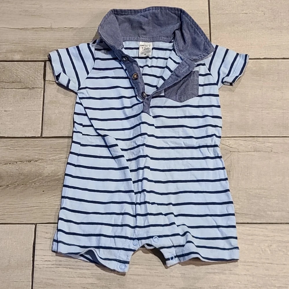 🍋‍🟩 Carters striped polo romper🌻